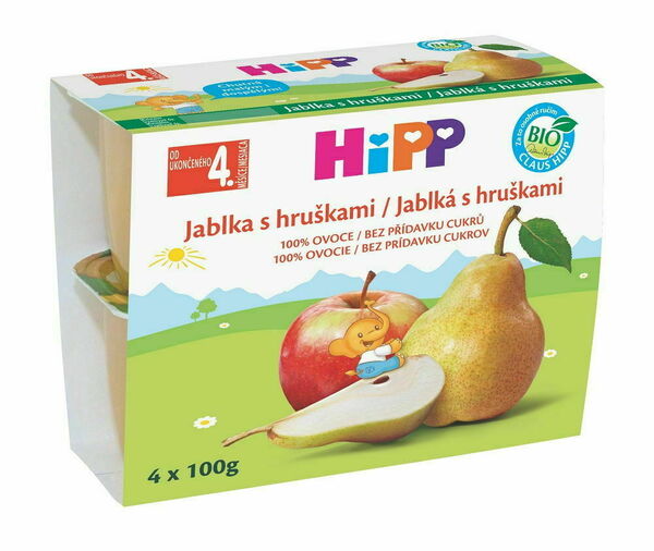 HIPP 100% OVOCE BIO Jablka s hrušk..4x100g porovnat ceny