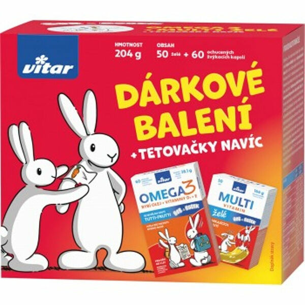 VITAR Kids Omega 60 kapslí + multivitamin želé 50 kusů + DÁREK tetovačky s motivy Boba a Bobka porovnat ceny