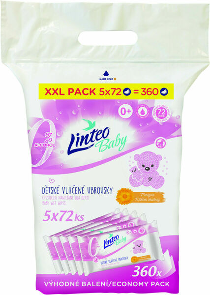 Linteo Baby Vlhčené ubrousky s měsíčkem lékařským 5x72ks porovnat ceny