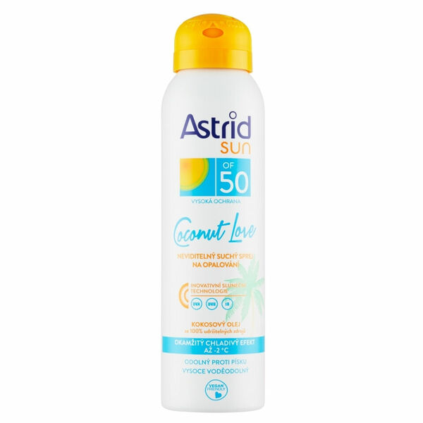ASTRID Sun Coconut Love neviditelný suchý sprej na opalování OF 50 150 ml porovnání ceny