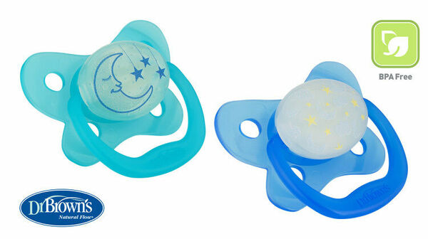 Dr. Brown's Ortodontické svietiace cumlíky PreVent® 6–12 M (BPA free) 2ks modré porovnat ceny