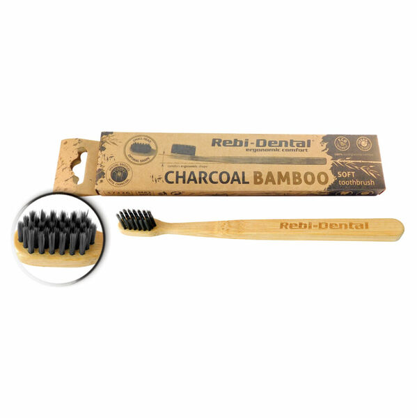 REBI DENTAL Zubní kartáček M62 charcoal bamboo měkký 1 ks porovnat ceny