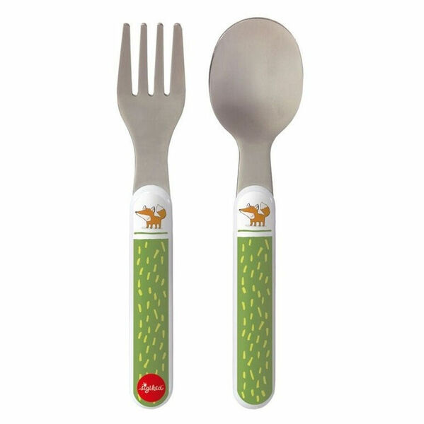 SIGIKID Melamin baby příbor liška Forest Fox  kov vidlička a lžíce 14 cm porovnat ceny