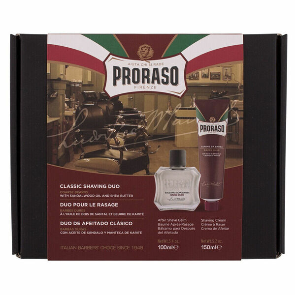 PRORASO Dárková sada Sandalwood Oil & Shea Butter Vyživující balzám 100 ml + krém na holení 150 ml porovnat ceny