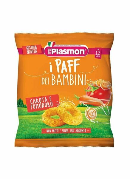 Plasmon Křupky zeleninové bezlepkové na cesty Paff mrkev a rajče 15g 12m+ porovnat ceny