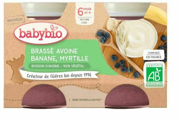 Babybio Brassé z ovesného mléka banán borůvka 2x130g porovnat ceny