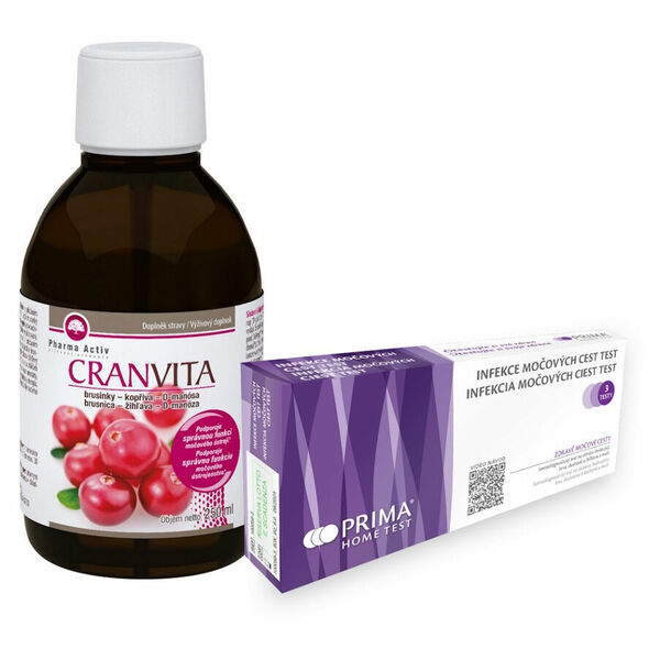 PHARMA ACTIV Cranvita 250 ml + Infekce močových cest test 3 kusy porovnat ceny