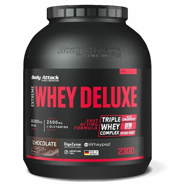 BODY ATTACK Extreme whey deluxe syrovátkový koncentrát izolát hydrolyzát čokoláda 2300 g porovnat ceny