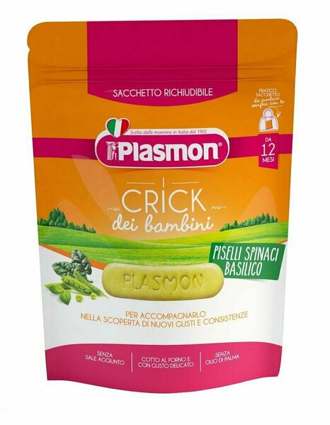 Plasmon Sušenky zeleninové Crick špenát, hrášek a bazalka 12m+ 100g porovnat ceny