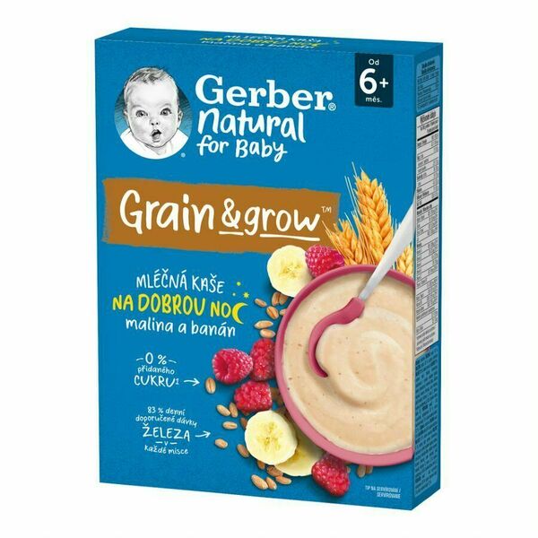Gerber Natural for Baby Mléčná kaše na dobrou noc malina+banán 6m+ 220 g porovnat ceny