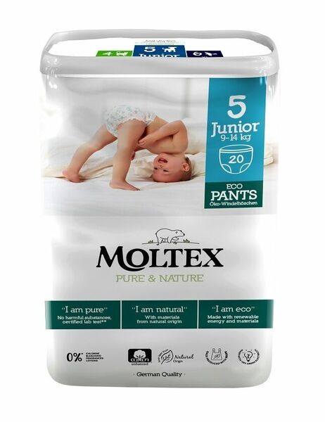 II. jakost Moltex Pure & Nature Natahovací plenkové kalhotky Junior 9–14 kg 20 ks porovnat ceny