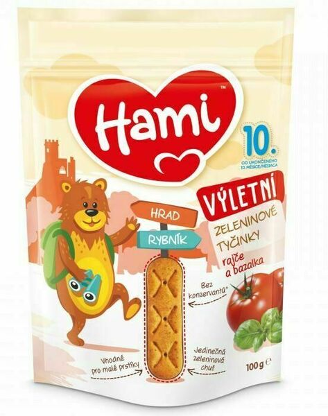 Hami Výletní zeleninové tyčinky rajče a bazalka 100g porovnat ceny