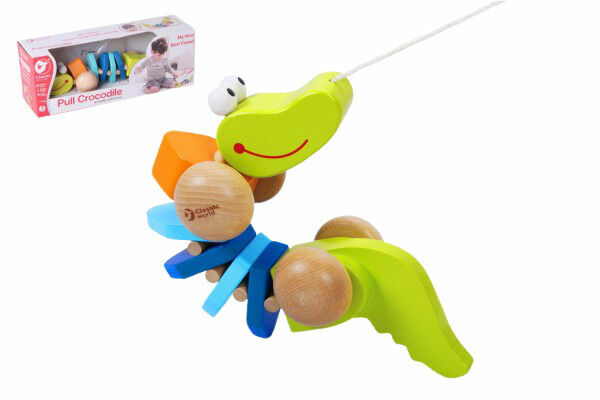 Teddies Krokodýl tahací dřevo v krabici, 12m+ porovnat ceny