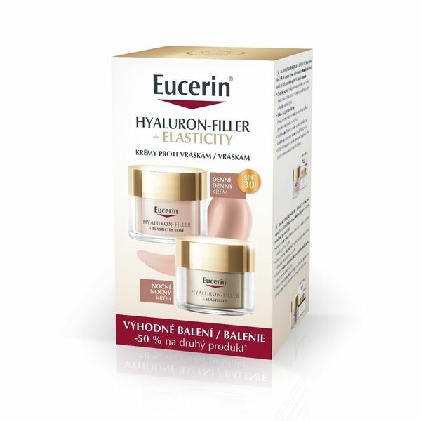Eucerin Hyaluron-Filler + Elasticity Rosé denní SPF30 + noční krém 2x50 ml porovnat ceny