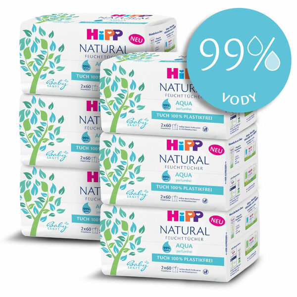 Hipp Babysanft Čisticí vlhčené ubrousky Aqua Natural 6x2x60 ks porovnat ceny
