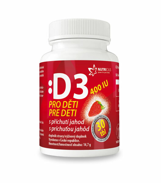 Nutricius Vitamín D3 400 IU pro děti s příchutí jahod 30 tablet porovnat ceny
