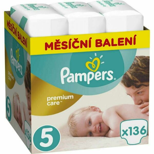 PAMPERS Premium Care Monthly 5 JUNIOR 11-18 kg 136 kusů porovnat ceny