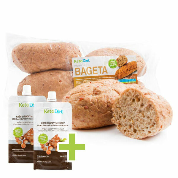KETODIET Proteinová bageta 4 porce + 2x lískooříškový krém ZDARMA porovnat ceny