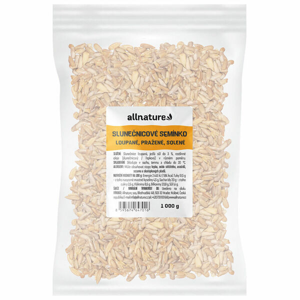 ALLNATURE Slunečnicové semínko loupané, pražené, solené 1000 g porovnat ceny