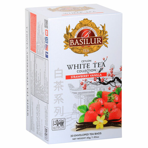 BASILUR White Tea Strawberry Vanilla bílý čaj 20 sáčků porovnat ceny