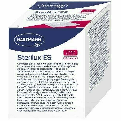 GÁZA SKLÁDANÁ KOMPRESY STERILNÍ STERILUX 5X5CM,8 VRSTEV,25X2KS porovnat ceny