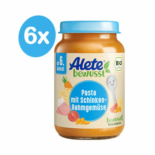 Alete BIO Příkrm zelenina + těstoviny + vepřová šunka 6m+ 6x190 g porovnat ceny