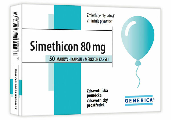 Generica  Simethicon 80mg 50 měkkých želatinových kapslí porovnat ceny