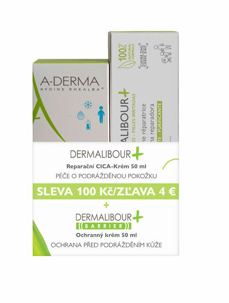 A-Derma Dermalibour+ BARRIER Ochranný krém + Reparační CICA-Krém 50 ml + 50 ml porovnat ceny