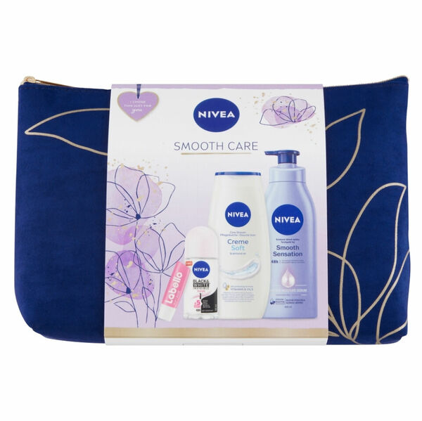 NIVEA Smooth Care Dárková sada - tělové mléko 400 ml + sprchový gel 250 ml + kuličkový artiperspirant 50 ml + Labello 4,8 g porovnat ceny