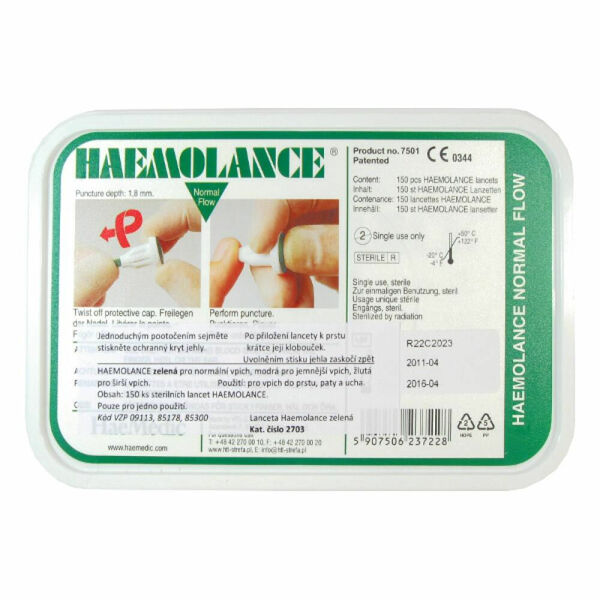 Lancety Haemolance 100 kusů - pro dospělé (zelené) 2703 porovnat ceny