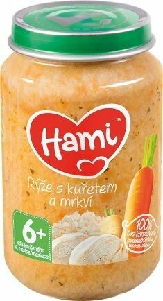 Hami příkrm Rýže s kuřetem a mrkví od uk. 6. měsíce 200g porovnat ceny