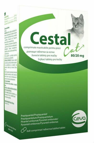Cestal Cat žvýkací tablety pro kočky 48 tablet porovnat ceny