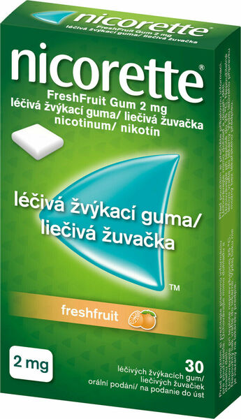 Nicorette® FreshFruit Gum 2mg, léčivá žvýkací guma 30ks porovnat ceny