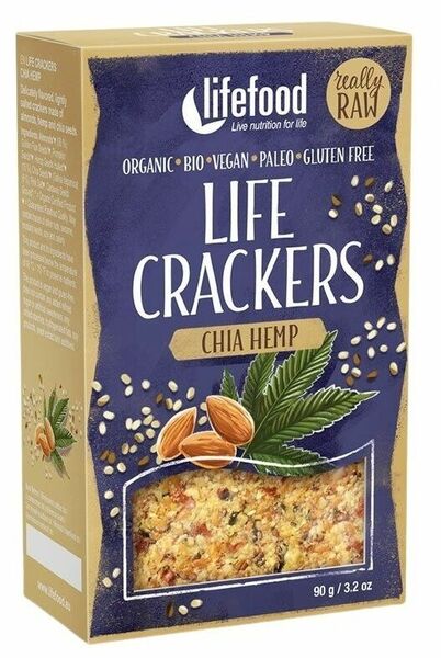 Lifefood LIFE CRACKERS BIO RAW Konopné s chia 90g porovnat ceny