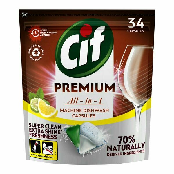 Cif Premium Clean All in 1 Lemon&Bergamot Kapsle do myčky nádobí 34 ks porovnat ceny