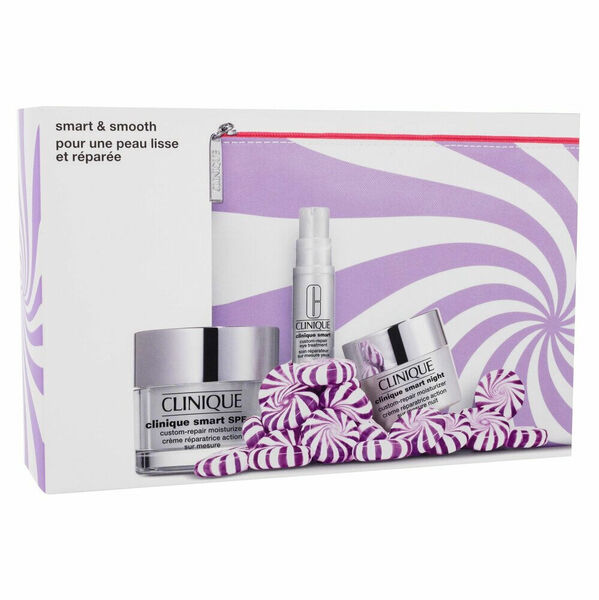 CLINIQUE Smart & Smooth Denní pleťový krém 50 ml + noční pleťový krém 15 ml + oční péče 5 ml + kosmetická taštička Dárkové balení porovnat ceny