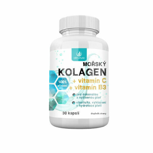 Allnature Mořský kolagen + vitamín C + vitamín B3 30 kapslí porovnat ceny