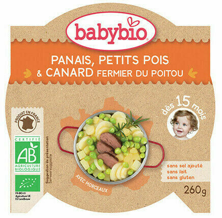 BABYBIO pastinák s hráškem a farmářskou kachnou 260g porovnat ceny