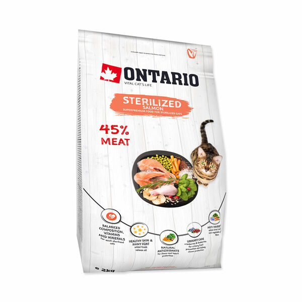 Ontario Cat Sterilised Salmon granule 2 kg porovnat ceny