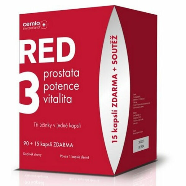CEMIO Red3 prostata, vitalita, potence 90 + 15 kapslí DÁREK 2021 porovnat ceny