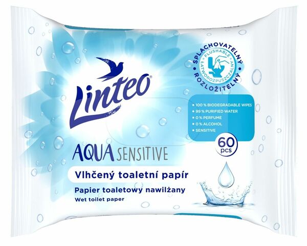 Linteo AQUA Sensitive splachovatelný vlhčený toaletní papír 60 ks porovnat ceny