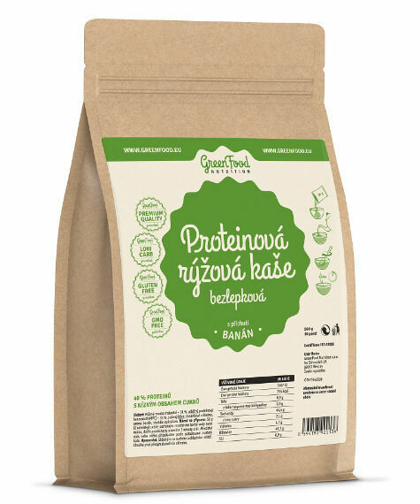 GreenFood Nutrition Proteinová rýžová kaše bezlepková banánová 500g porovnat ceny