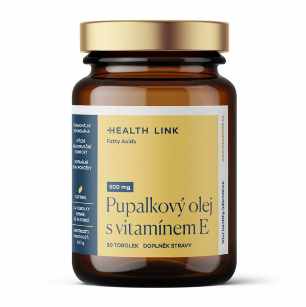 HEALTH LINK Pupalkový olej 500 mg + vitamin E 90 tobolek porovnat ceny