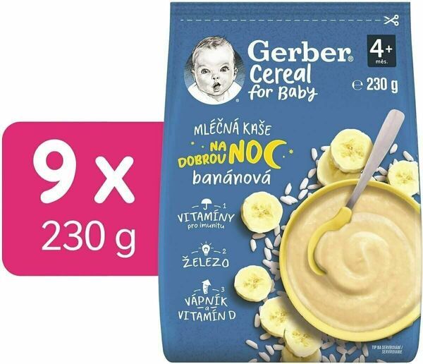 Gerber Cereal mléčná kaše banánová Dobrou noc 9 x 230 g porovnat ceny