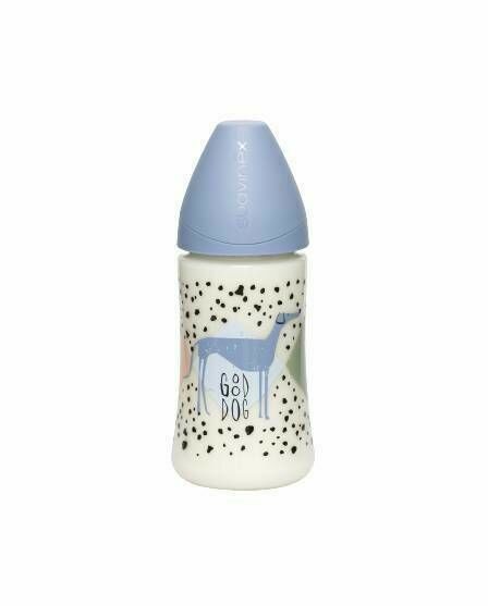 Suavinex Láhev kulatá savička Latex - Modrý pes270ml porovnat ceny