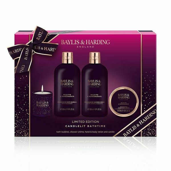 Baylis & Harding Sada se svíčkou a péčí o tělo fík & granátové jablko 4 ks porovnat ceny