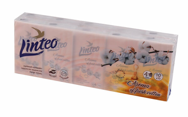 Linteo Papírové kapesníky 4vrstvé s vůní bavlny 10x10 ks porovnat ceny