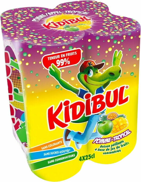 Kidibul Dětský šumivý nápoj - 99% Jablko, tropické ovoce 4 x 250 ml porovnat ceny