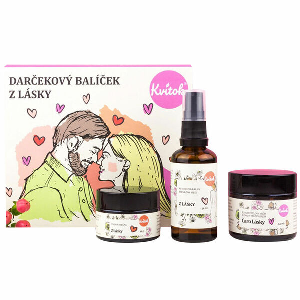 KVITOK Afrodiziakální Masážní olej 50ml +Tělový krém 60ml+Svíčka 1ks porovnat ceny