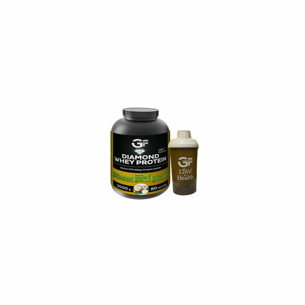 GF NUTRITION Diamond whey protein kokos 2000 g + ŠEJKR 600 ml zdarma porovnat ceny